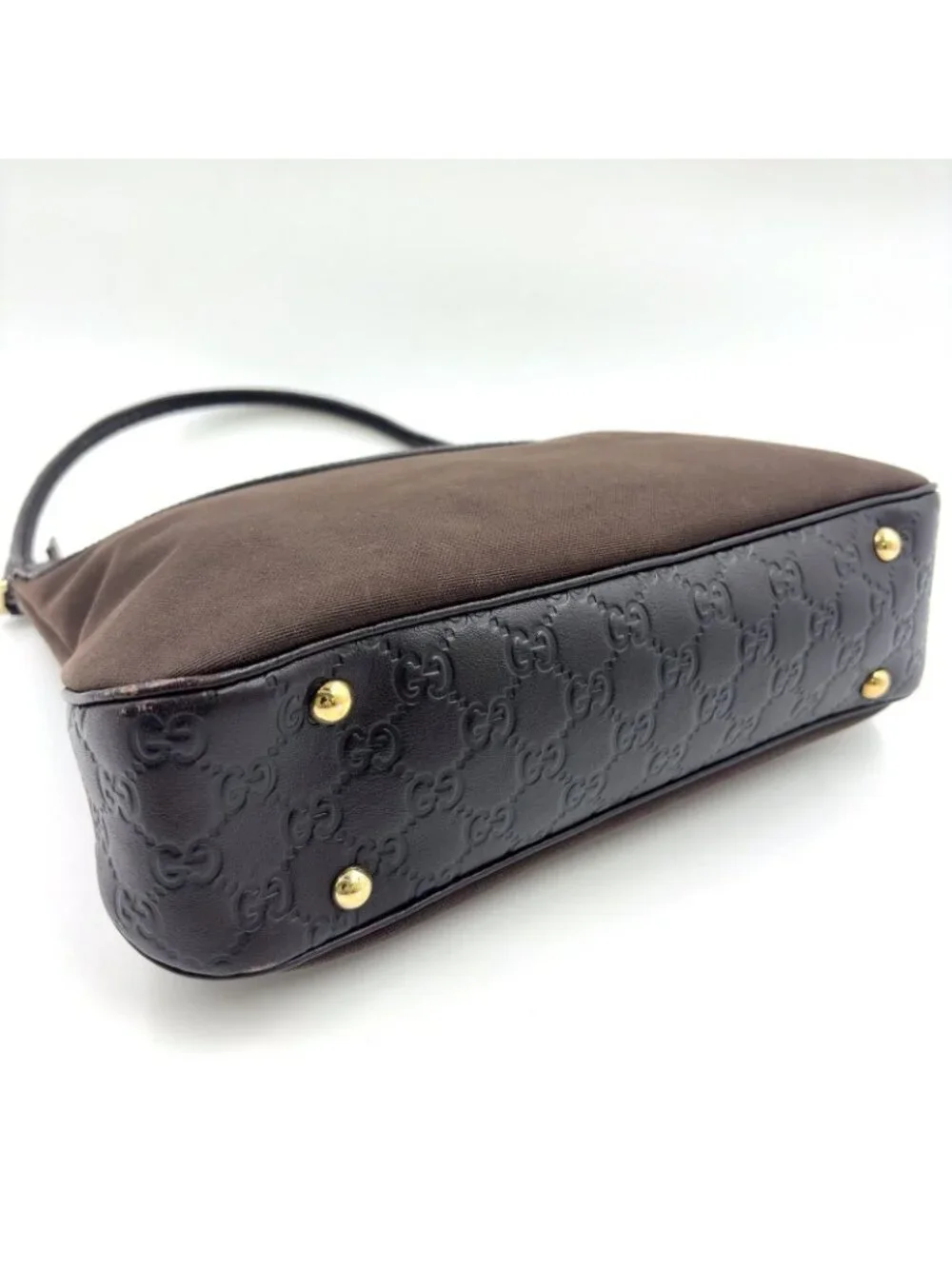 ★SOLD★ Gucci Limited Guccissima Leather Canvas Dark Brown Shoulder Bag Silver - Picture 15 of 15
